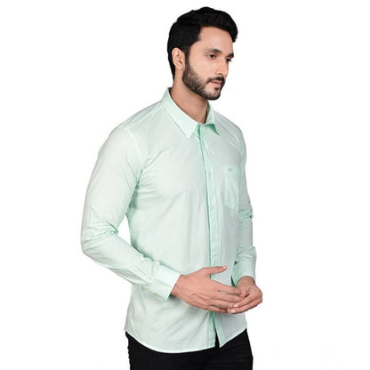 PKRKART Men's Casual Cotton Full Sleeve Solid Shirt (Sea Green)