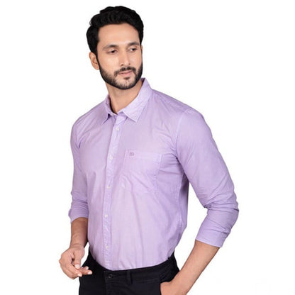 PKRKART Men's Casual Cotton Full Sleeve Solid Shirt (Purple)