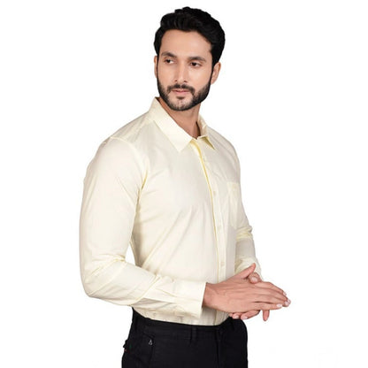 PKRKART Men's Casual Cotton Full Sleeve Solid Shirt (Lemon)