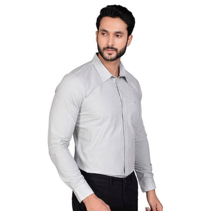 PKRKART Men's Casual Cotton Full Sleeve Solid Shirt (Grey)