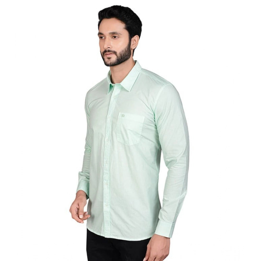 PKRKART Men's Casual Cotton Full Sleeve Solid Shirt (Sea Green)