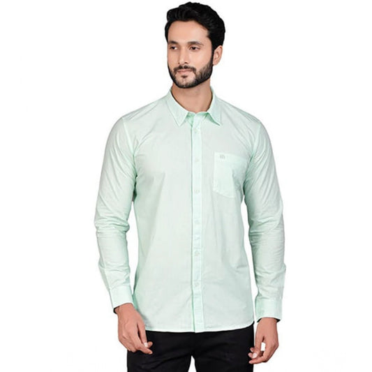 PKRKART Men's Casual Cotton Full Sleeve Solid Shirt (Sea Green)