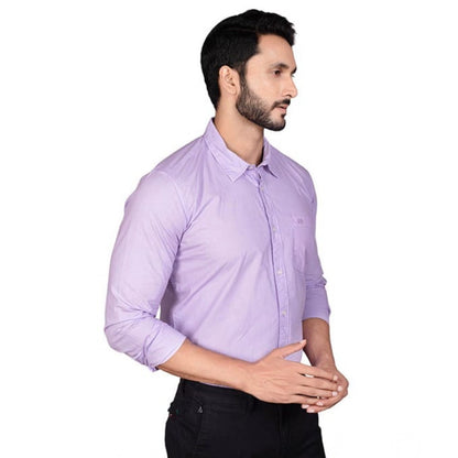 PKRKART Men's Casual Cotton Full Sleeve Solid Shirt (Purple)