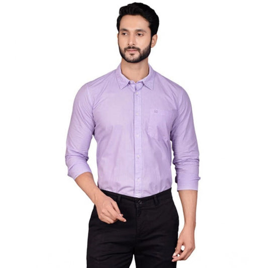 PKRKART Men's Casual Cotton Full Sleeve Solid Shirt (Purple)