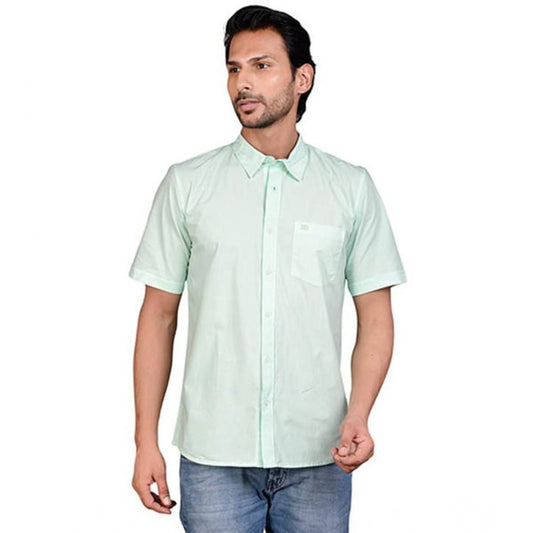 PKRKART Men's Casual Cotton Half Sleeve Solid Shirt (Sea Green)