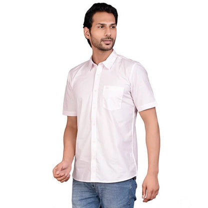 PKRKART Men's Casual Cotton Half Sleeve Solid Shirt (Pink)