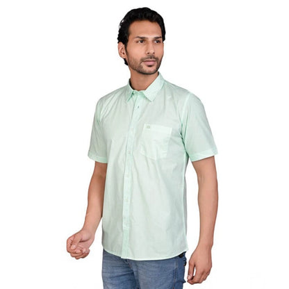 PKRKART Men's Casual Cotton Half Sleeve Solid Shirt (Sea Green)