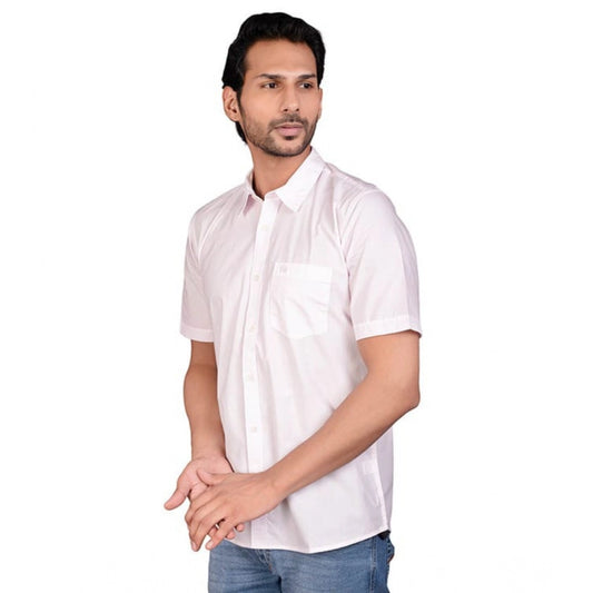 PKRKART Men's Casual Cotton Half Sleeve Solid Shirt (Pink)