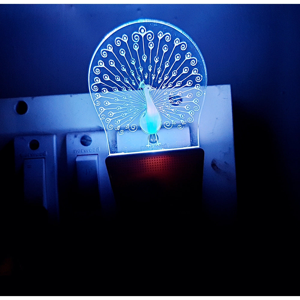 PKR Kart Classic Peacock AC Adapter Night Lamp
