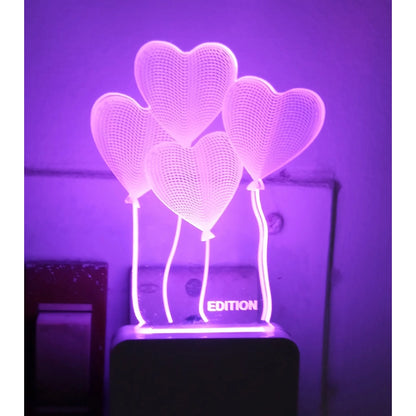 PKR Kart Heart Balloons AC Adapter Night Lamp