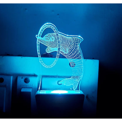 PKR Kart Circle With Dolphin AC Adapter Night Lamp