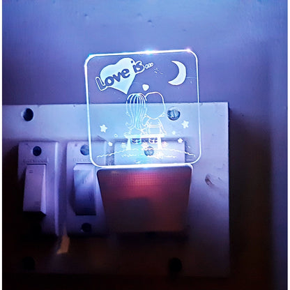 PKR Kart Love Is With Half Moon AC Adapter Night Lamp