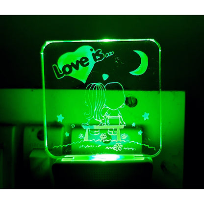PKR Kart Love Is With Half Moon AC Adapter Night Lamp