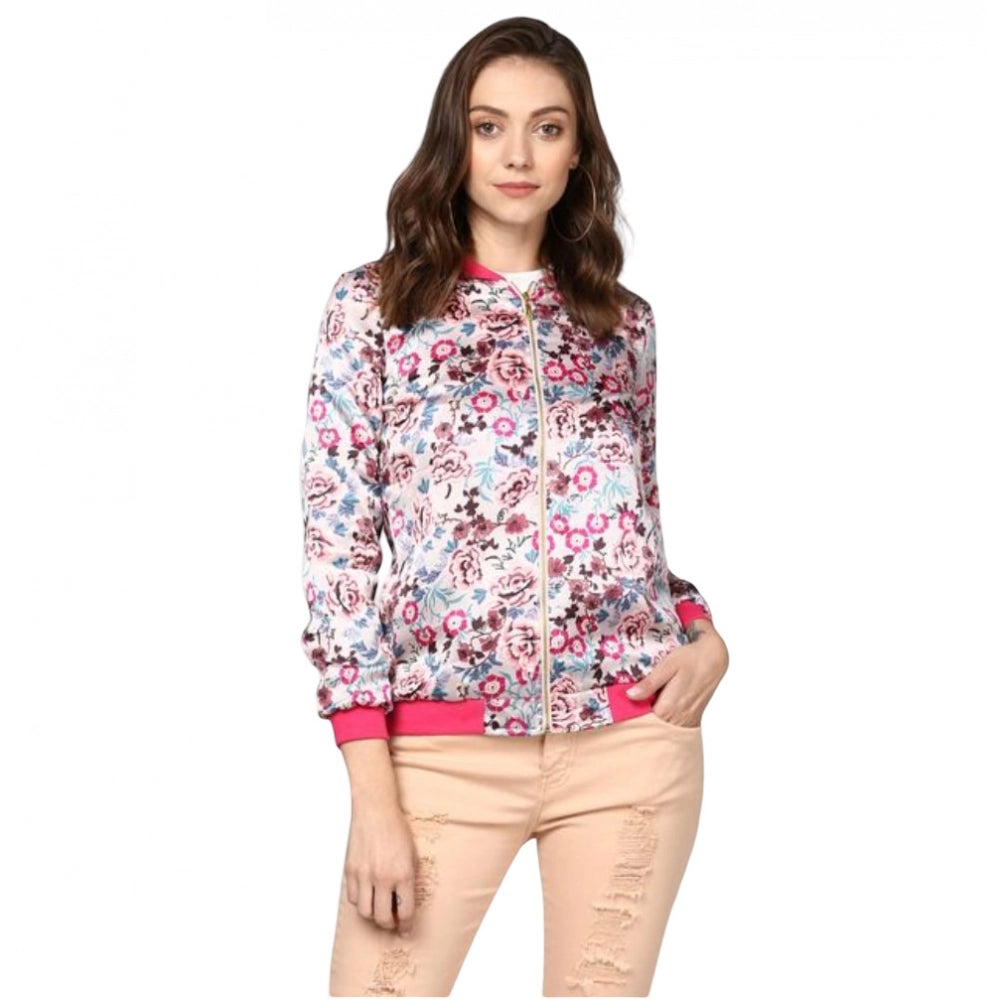 PKRKART Women's Satin Floral 3/4th Sleeve Jacket (Multicolor)