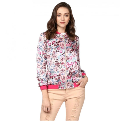 PKRKART Women's Satin Floral 3/4th Sleeve Jacket (Multicolor)