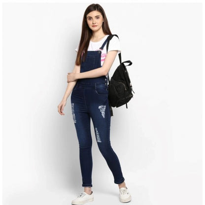 PKRKART Women's Denim Solid Dungaree Pant (Blue)