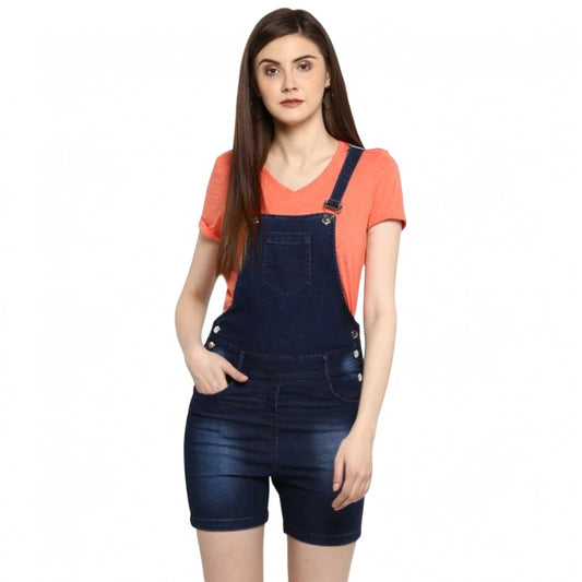 PKRKART Women's Denim Shorts Style Dungaree Pant (Blue)