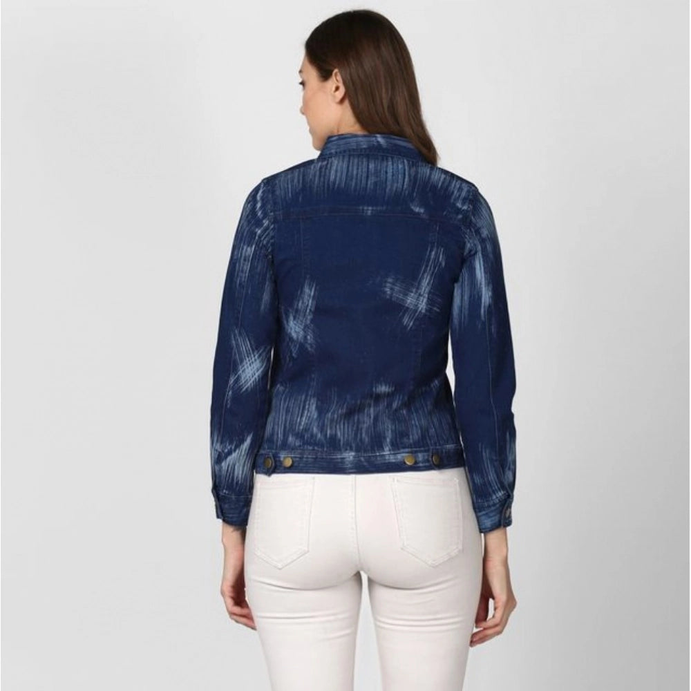 PKRKART Women's Denim Washed Long Sleeve Jacket (Blue)