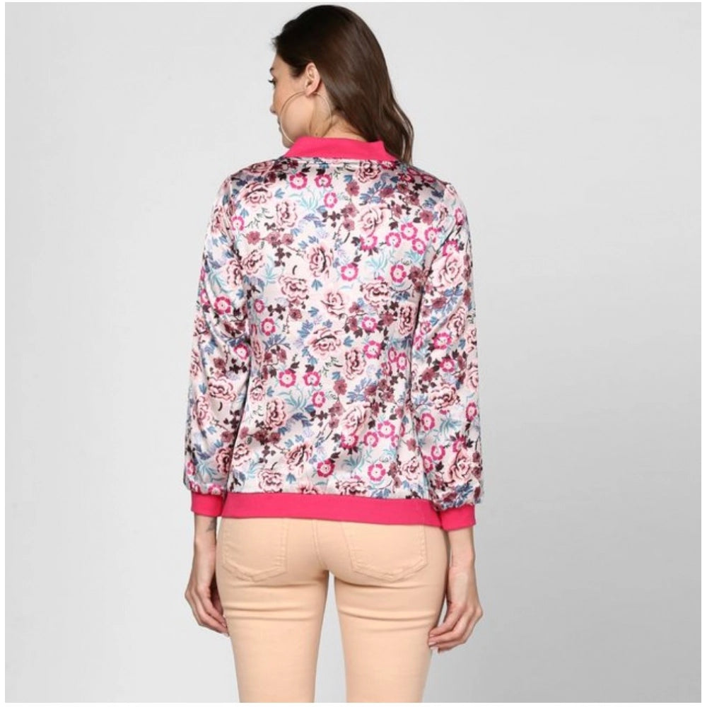 PKRKART Women's Satin Floral 3/4th Sleeve Jacket (Multicolor)