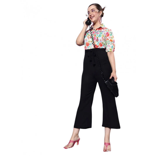 PKRKART Women's Polyester Printed 3/4th Sleeve Jumpsuit (Multicolor)