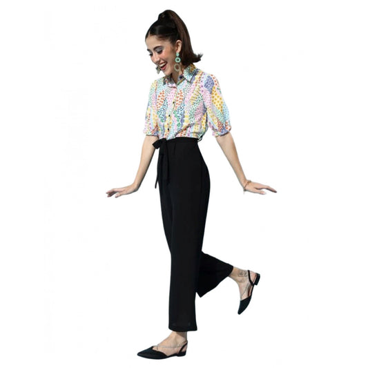 PKRKART Women's Polyester Printed 3/4th Sleeve Jumpsuit (Multicolor)