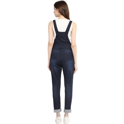 PKRKART Women's Denim Solid Dungaree Pant (Blue)