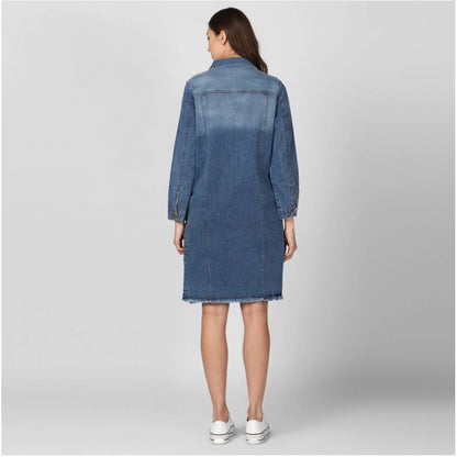 PKRKART Women's Denim Washed Long Sleeve Jacket (Blue)