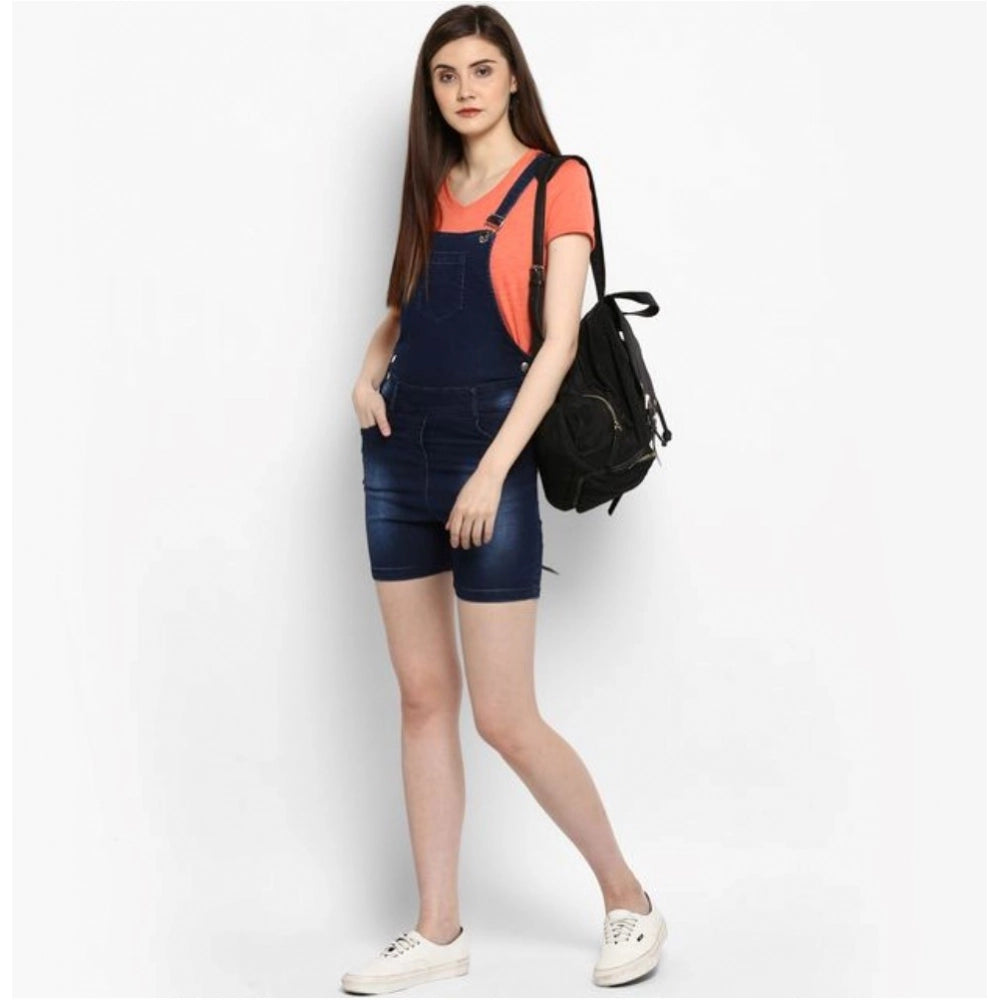 PKRKART Women's Denim Shorts Style Dungaree Pant (Blue)