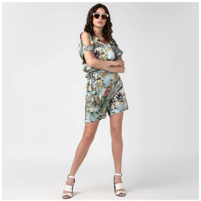 PKRKART Women's Polyester Floral Dungaree Pant (Multicolor)