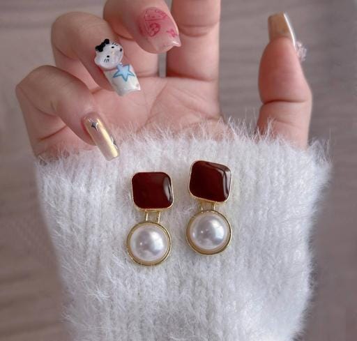 Korean Earrings for Women & Girls | Trendy Western Stud & Drop Earrings Stylish White Pearl Earrings for Party, Wedding & Daily Wear