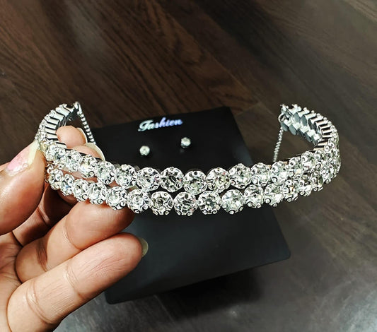 Dimond choker silver necklace for women and girls