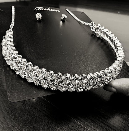 Dimond choker silver necklace for women and girls