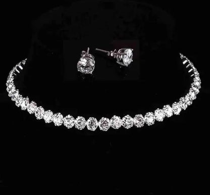 Dimond choker silver necklace for women and girls