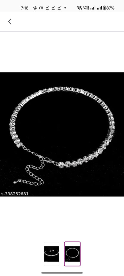Dimond choker silver necklace for women and girls