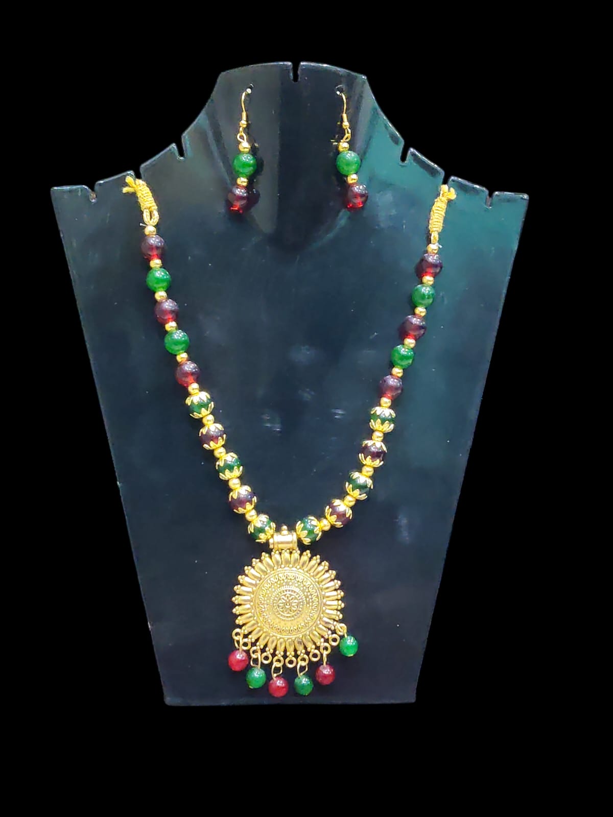 Multi colour Long oxidised necklace golden oxidised jewellery set for women and girls
