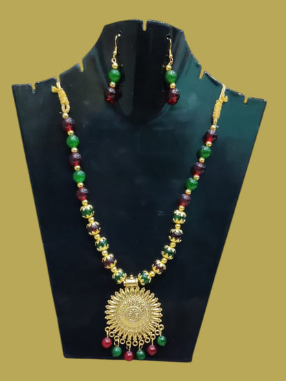 Multi colour Long oxidised necklace golden oxidised jewellery set for women and girls