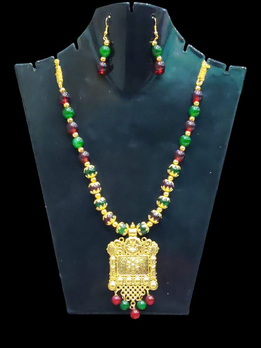 Multi colour Long oxidised necklace golden oxidised jewellery set for women and girls