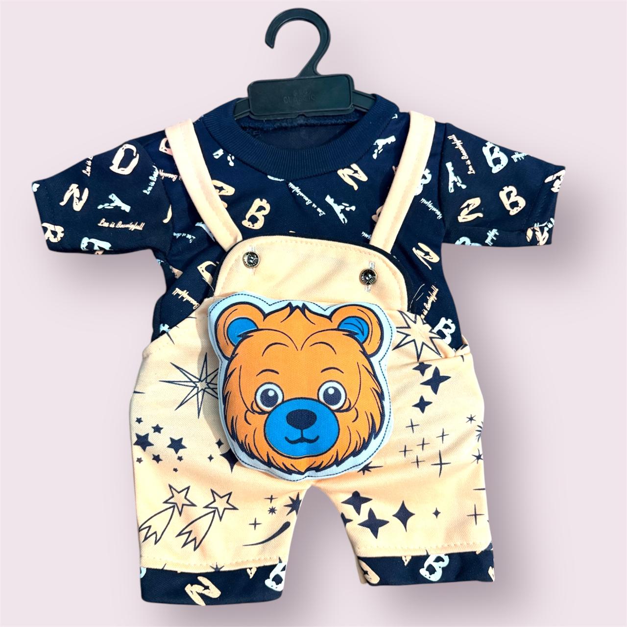 New Born Baby Boy's And Baby Girl's Cotton Denim Dungaree Dress Clothing Set (0-6 Months,pink)