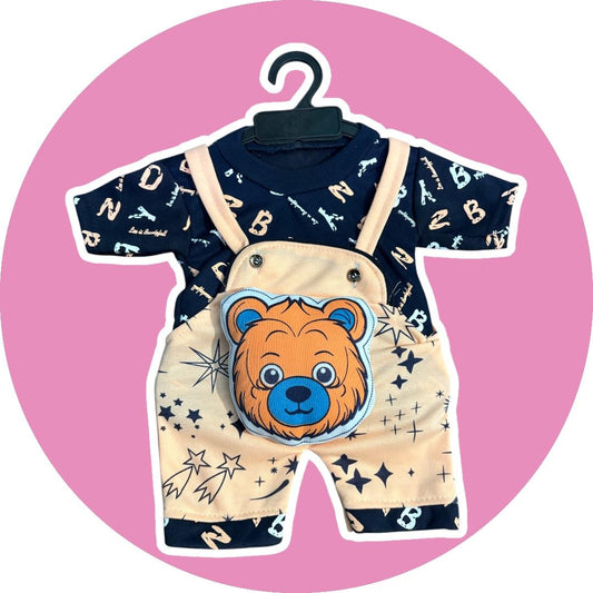 New Born Baby Boy's And Baby Girl's Cotton Denim Dungaree Dress Clothing Set (0-6 Months,pink)