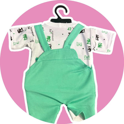New Born Baby Boy's And Baby Girl's Cotton Denim Dungaree Dress Clothing Set (0-6 Months, green