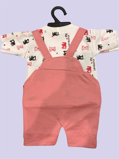 Dungaree For Baby Boys & Baby Girls Casual Animal Print Pure Cotton (beige, Pack of 1)