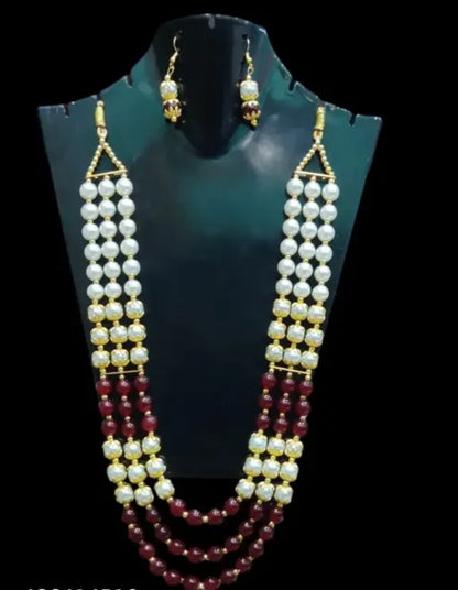 Necklace for women multi colour three layers long necklace