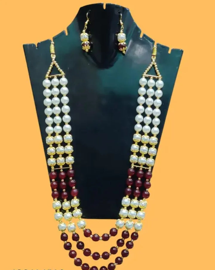 Necklace for women multi colour three layers long necklace