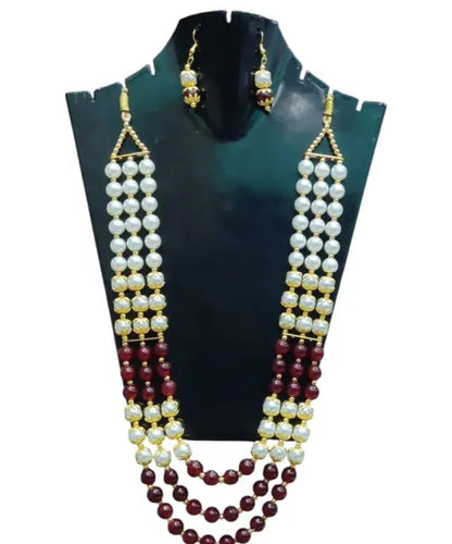 Necklace for women multi colour three layers long necklace