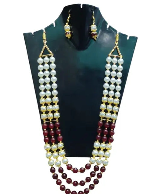 Necklace for women multi colour three layers long necklace