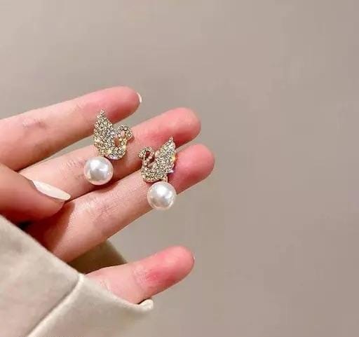 Unicorn Korean Cute pearl studs Zircon, Pearl Alloy Stud Earrings For Women & Girls